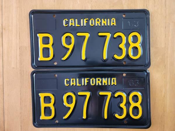 1963 California Commercial License Plates, DMV Clear Guaranteed $550