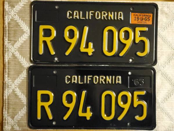 Photo 1965 California Commercial License Plates, DMV Clear $360