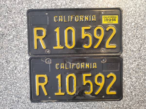 Photo 1966 California Commercial License Plates $240