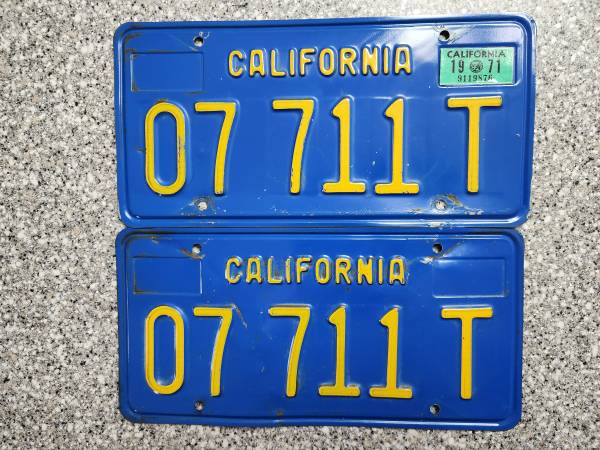 1971 California Commercial License Plates, VG $240