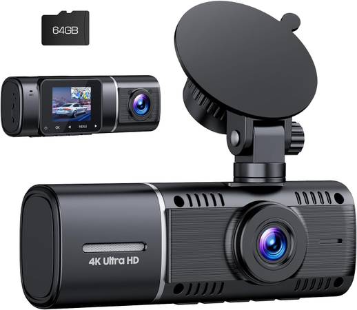 Photo 4K Dash Cam Front and Inside IR Night Vision Dash Camera for Cars 1.5 $60