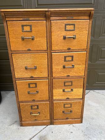 Photo Antique Oak File Cabinet 8 drawer Yawman  Erbe Quarter-sawn Oak Circa $200