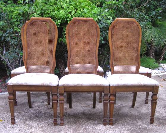 Photo BERNHARDT Antique 6 SET Cane Back Solid Wood Dining Chairs $1,500