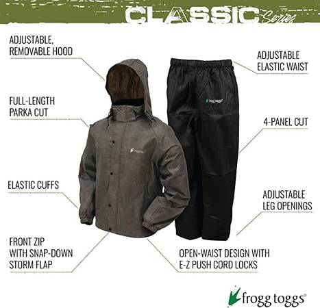 Photo FROGG TOGGS Mens Black Classic All-Sport Waterproof Breathable Rain S $15
