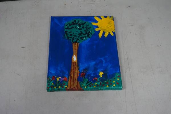 Photo Hand Painted Canvas Flowers Sun And Tree Art $100
