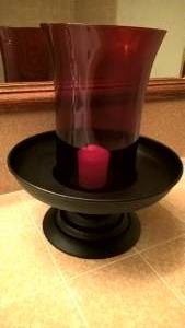 Hurricane  RUBY RED GLASS Candle Holder $12