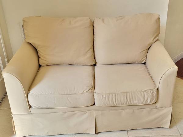 Photo Love Seat For Two With Pull-Out Couch In A BeigeLight TanSand Color $200