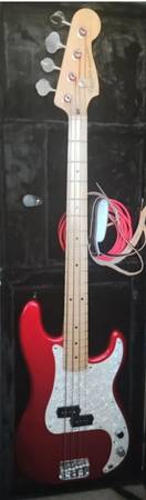 Nice 1990 62 Re-Issue MIJ Candy Apple Red Fender Precision Bass w HS Case $1,395