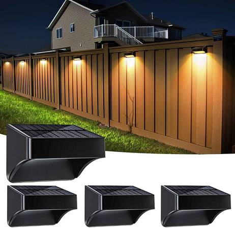 Photo Solar Fence Lights 4 Pack, Solar Outdoor Wall Lights IP65 Waterproof F $30
