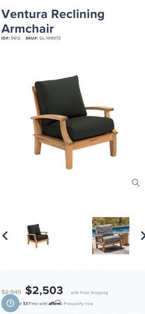 TEAK wood arm chair (Gloster) $1,600