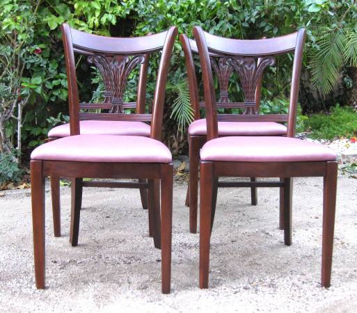 Photo TELL CITY 4 SET Antique Parlor Style Solid Wood Chairs $625