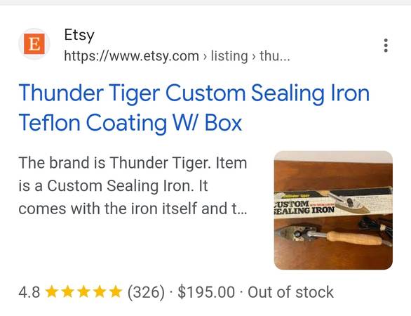 Photo Thunder Tiger Custom Sealing Iron Teflon Coating W Box $25