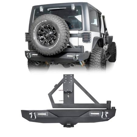 Photo Trail Rear Bumper With Tire Carrier And LED Floodlights 07-18 Jeep Wrangler $350