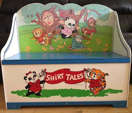 Photo Vintage  SHIRT TAILS Wood Toy Box  Bench $65