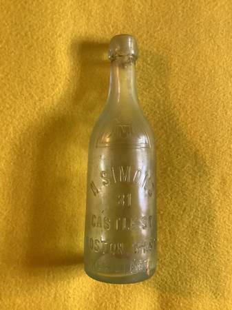 Photo Old Boston Mass N. Simons Bottle $20