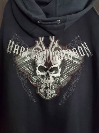 Photo Vintage Harley Davidson Full Zip Hooded SKULL Sweatshirt XL-2XL $55