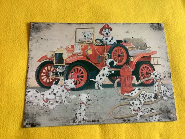 Photo Vintage Metal Dalmatian Dog Fire Truck Sign $10