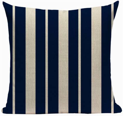 Photo Navy Blue Stripes Throw Pillow $16
