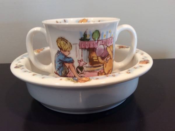 Photo Royal Doulton Classic Pooh Porcelain Bowl and Two Handled Cup $25