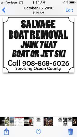Photo SALVAGE BOAT REMOVAL , we junk your boat  ski