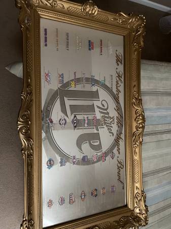 Photo Miller Lite History of the Super Bowl Bar Mirror in Frame $325