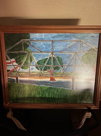 Original Painting Old River Bridge $35
