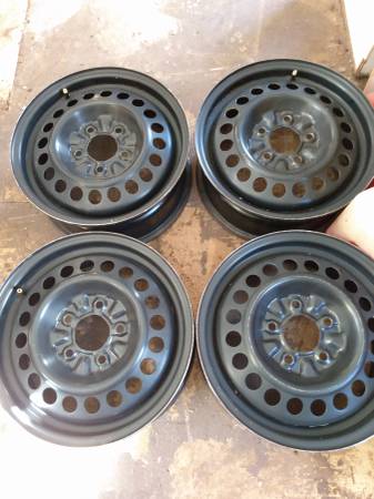 Photo 4- 15 Buick steel wheels, 5 on 4.75 lug pattern. $125