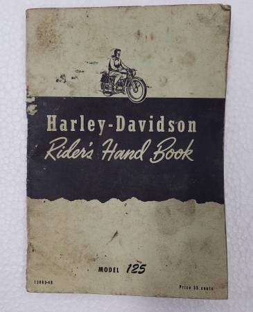 Photo 1948-1952 Vintage Harley Davidson 125 Riders Hand Book Owner Manual $30