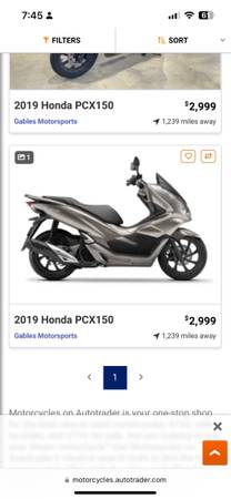 Photo 2019 Honda PCX 150 $2,800