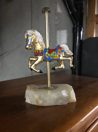 Photo Beautiful Unique Colorful Carousel Horse on Marble Slate $40