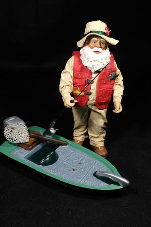 Photo CLOTHTIQUE POSSIBLE DREAMS REEL GOOD TIME SANTA AND FISHING BOAT $45