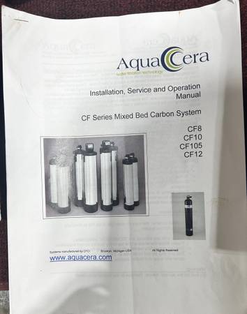 Photo NEW Aquacera Pure Water Carbonsorb CF8 Whole House Water Filter - black $225