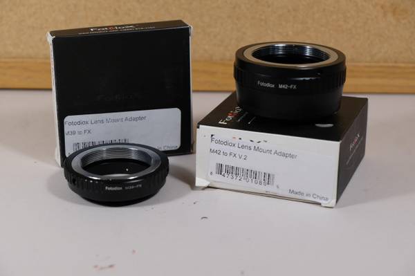 Photo Set of 2 FOTODIOX Camera ADAPTERS M42-FX and M39-FX $20