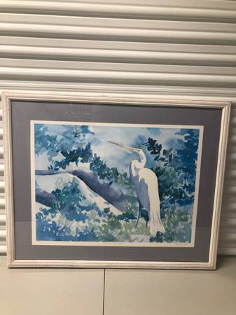 Great White Egret Print In Solid Wood Frame $60
