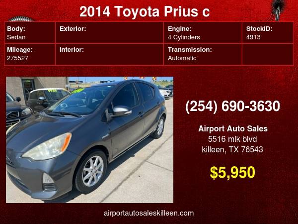 Photo 2014 Toyota Prius c 5dr HB One $5,950