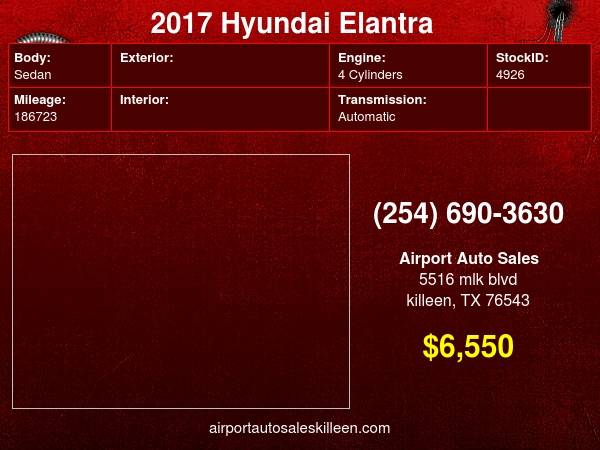 Photo 2017 Hyundai Elantra SE 2.0L Auto (Alabama) Ltd Avail $6,550