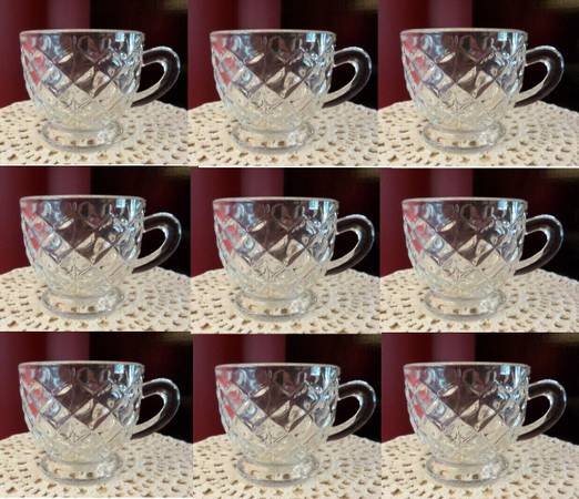 Photo (10) Glass PUNCH CUPS Tiffin Pattern 308 Franciscan Williamsburg $30