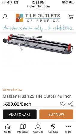 Contractors, Tile guys-$600Professional Tile Cutter 49 inch Brand New $400