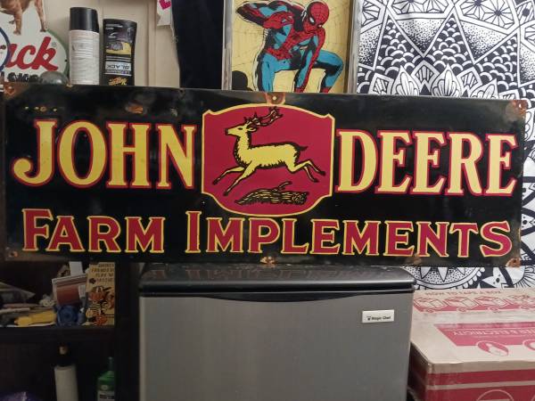 Photo Large John Deere farm equipment porcelain metal sign $400