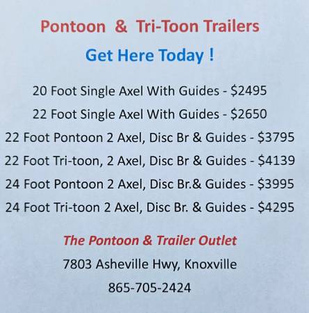 Quality Pontoon  Tri-toon TRAILERS. $11
