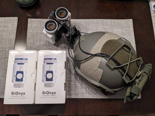 Photo Sionyx Aurora bino night vision helmet setup $1,000