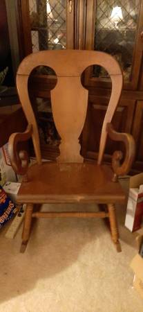 Photo Vintage Tell City Maple Balloon Back Rocking Chair $180