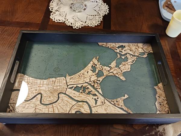 Photo 3D Map of New Orleans wood and acrylic Serving Tray $30