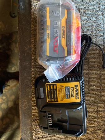 Photo New Dewalt 60V 9.0 battery and charger $210