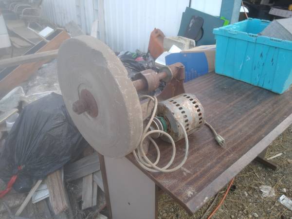 Old stone sharpening wheel with a optional motor $85