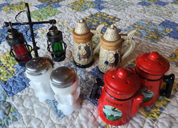 Photo Salt  Pepper Shaker Collection - Stein, Lantern, Fenton Cactus Milk $35