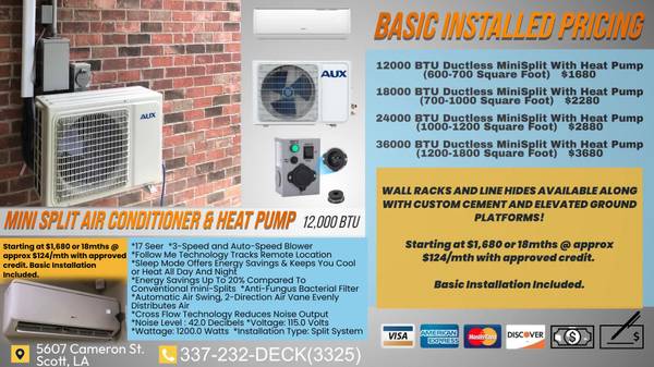 Mini Split Air Condition  Heat Installed $1,680