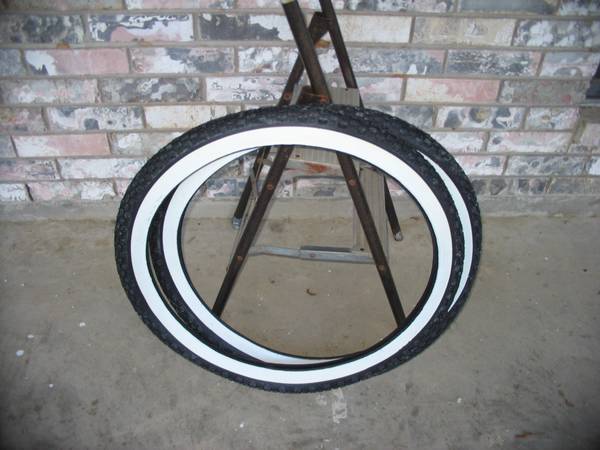 Photo Two Cruiser Knobby Style Whitewall Bicycle Tires Brand New 26x2.125