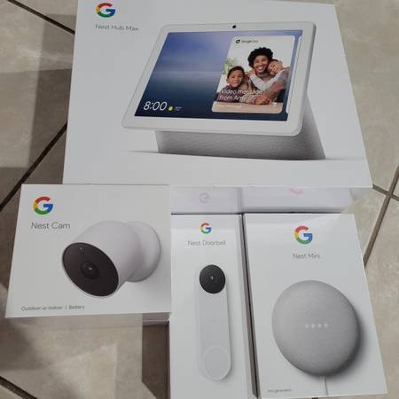 Photo NEW Google Nest Home Security Snow (White) - Hub Max  Cam  Doorbell  Mini $150
