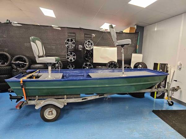 12 ALUMINUM JON BOAT WITH MOTOR AND TRAILER $1,400